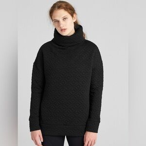 NWT Gap GapFit Black Jacquard Knit Funnel Neck Pullover Sweatshirt